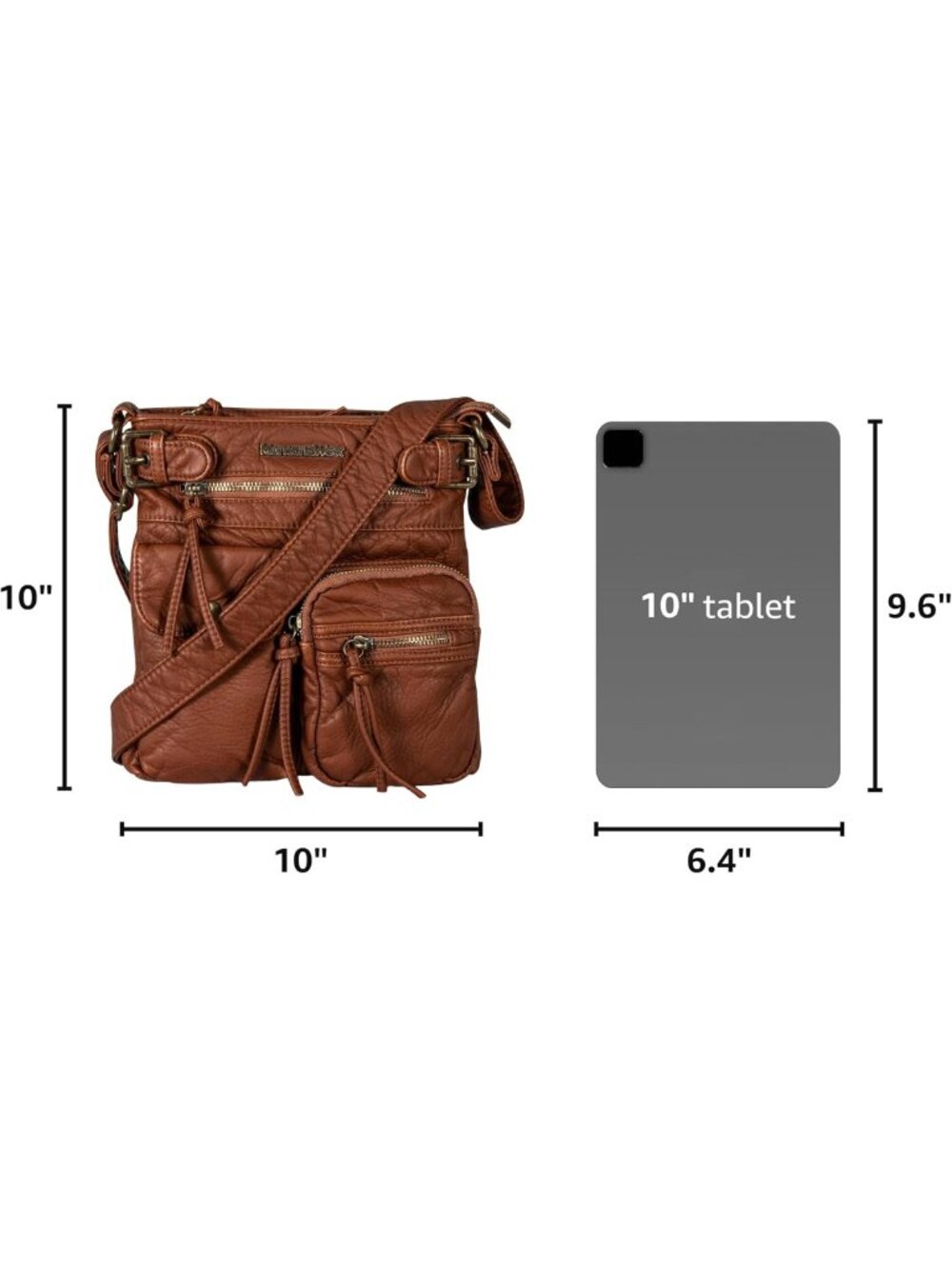 Stylish Soft Washed Leather Crossbody Bag for Women | Multi Pocket Design - Picture 3 of 9